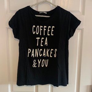 MNG by Mango Ladies Black Crew Neck Short Sleeve Graphic Tee Size S